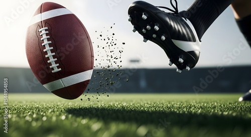 Wallpaper Mural American Football Kickoff Dynamic Action Shot of a Player Kicking the Ball on a Lush Green Field Torontodigital.ca