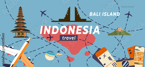 Bali maps travel illustration