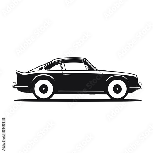 Illustration of a classic black and white sports car