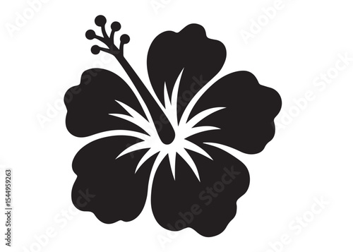 silhouette of a hibiscus flower logo vector, hibiscus flower logo icon silhouette, flower silhouette logo, hibiscus flower silhouette, black and white hibiscus flower silhouette on white background