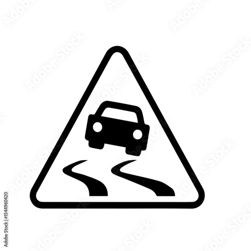 icon slippery road sign