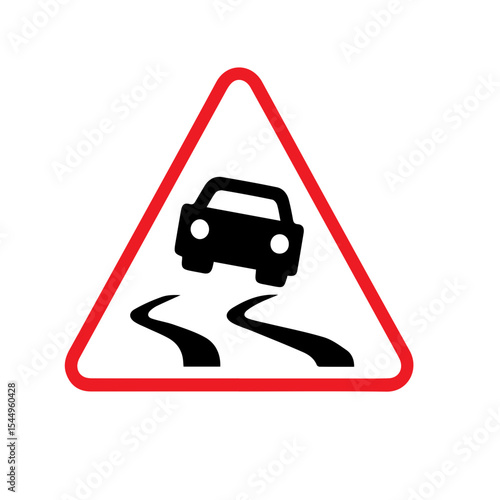 icon slippery road sign