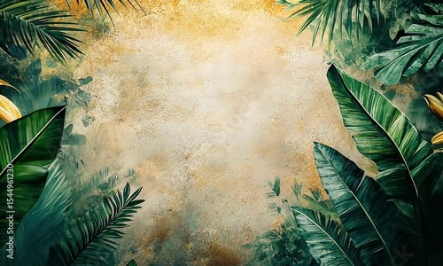 Tropical Leaf Illustration on a Light Beige Background