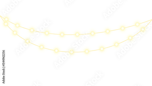 Transparent Background Double Strand Minimal Warm String Lights

