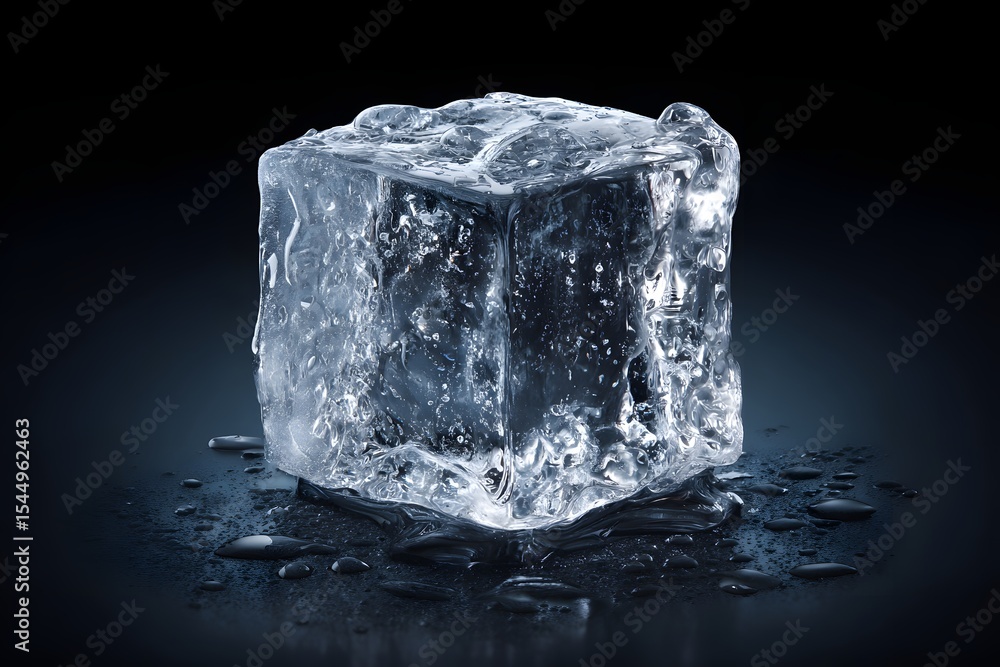 Obraz premium Close up Ice cubes with lighting setup in studio