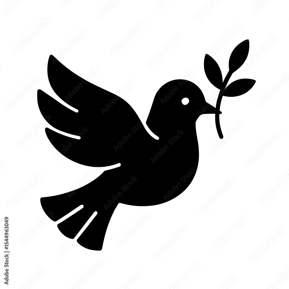 Fototapeta premium Peace dove with olive branch icon in filled style – symbol of hope and reconciliation