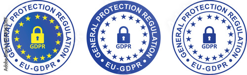 General data protection regulation with padlock (GDPR). EU GDPR label 