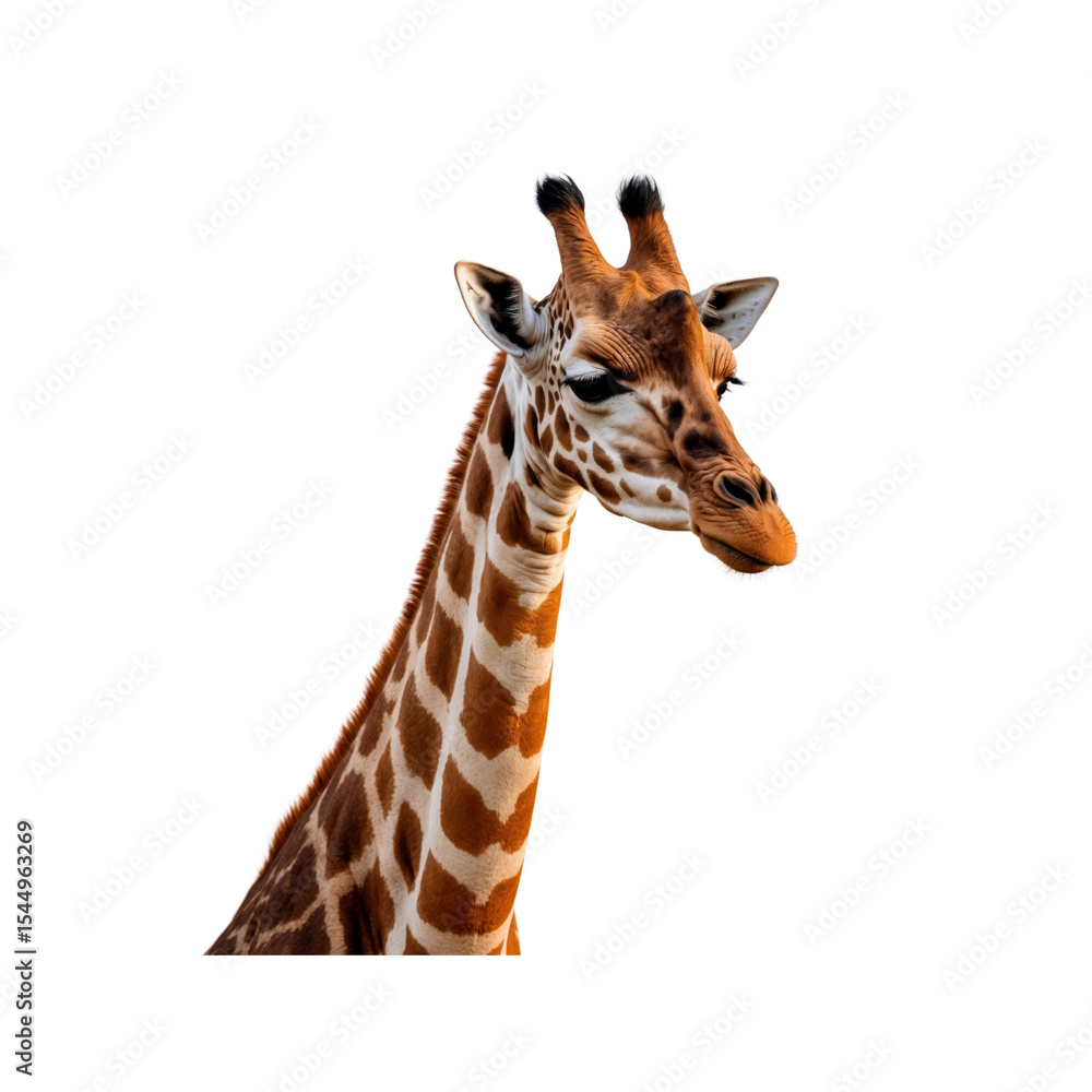 Majestic Giraffe Portrait Against Transparent Background Majestic Giraffe Portrait Against Transparent Background