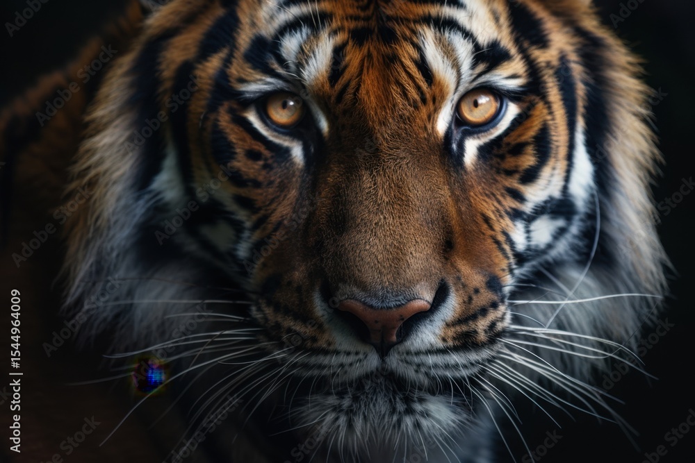 Fototapeta premium Intriguing Tiger's Gaze: Close-up Portrait of a Majestic Predator