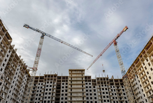 New building on the outskirts of St. Petersburg. Construction site in Murino.