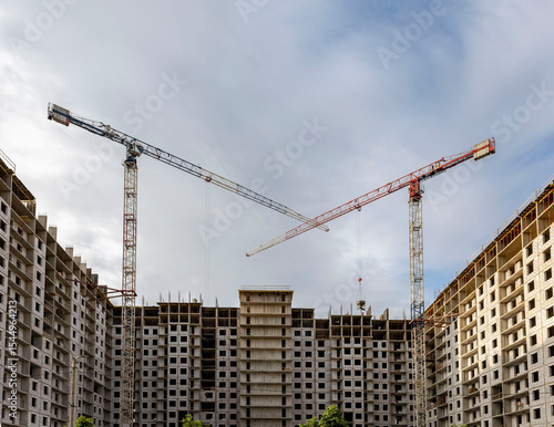 New building on the outskirts of St. Petersburg. Construction site in Murino.