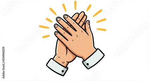 Illustration of hands clapping with glowing light for recognition and celebration