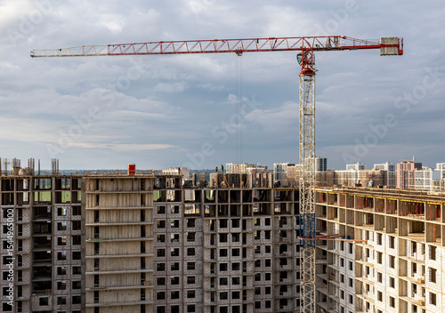 New building on the outskirts of St. Petersburg. Construction site in Murino.