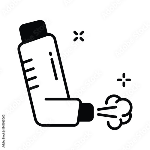 A glyph style icon showing inhaler for asthma relief