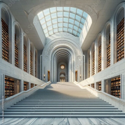 A row modern library entrance