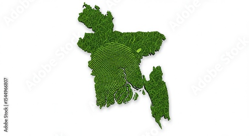 Green leaf Bangladesh shaped like a world map on a white background