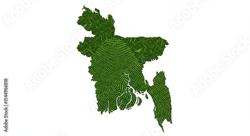 Green leaf Bangladesh shaped like a world map on a white background