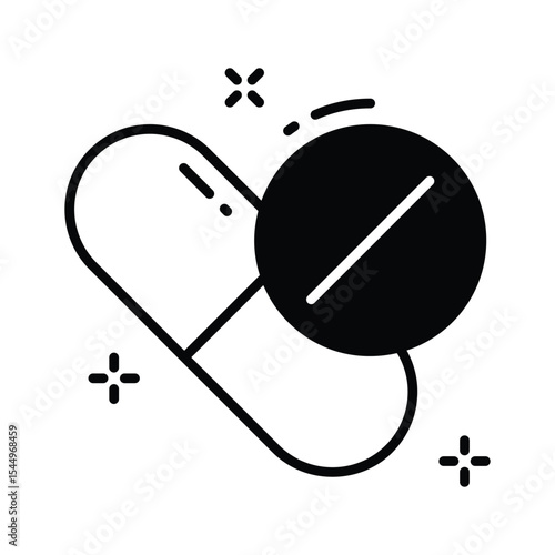 Well crafted glyph style icon representing drugs