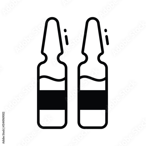 A modern glyph icon featuring vials for blood samples