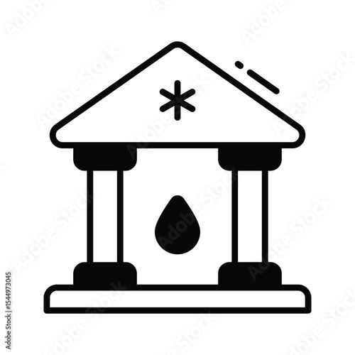 A captivating glyph icon representing blood bank donation center