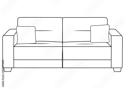 Line room art Sofa vector illustration design