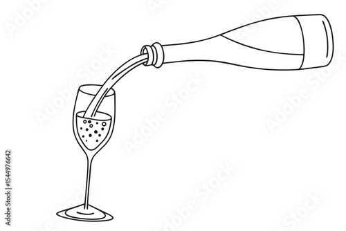 Glass of Prosecco Line Illustration