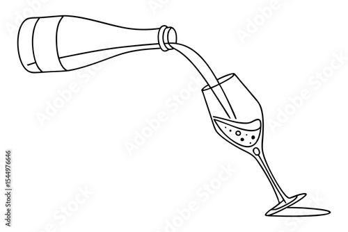 Pouring Prosecco into Glass Drawing