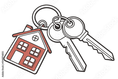Set of Keys on Key Ring Vector