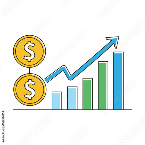 business graph with dollar sign