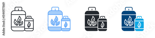 Biogas Icon Set Multiple Style. Design In Outline, Blue, Glyph, Dual Tone