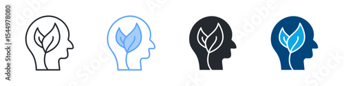 Green Thinking Icon Set Multiple Style. Design In Outline, Blue, Glyph, Dual Tone