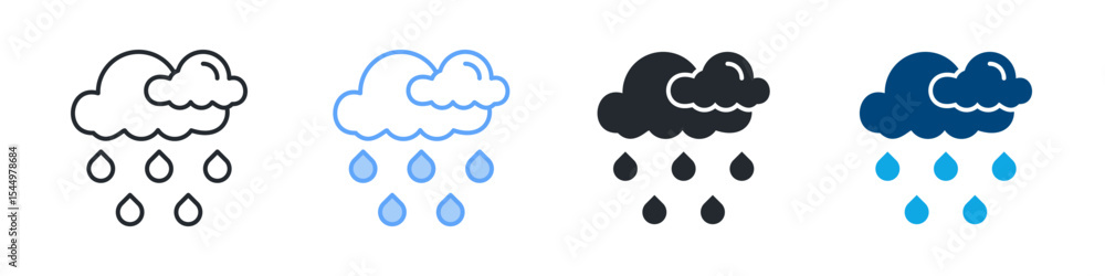 Rain Water Icon Set Multiple Style. Design In Outline, Blue, Glyph, Dual Tone Rain Water Icon Set Multiple Style. Design In Outline, Blue, Glyph, Dual Tone