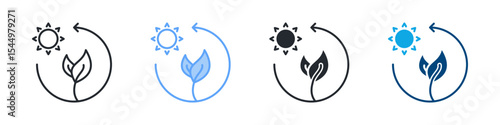 Photosynthesis Icon Set Multiple Style. Design In Outline, Blue, Glyph, Dual Tone