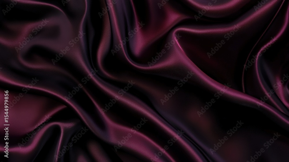 Obraz premium Smooth, dark purple satin fabric with elegant folds and a shiny, silky texture reflecting light softly.