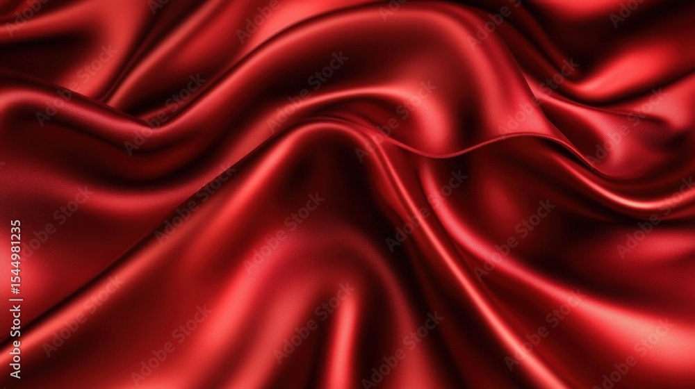 Obraz premium Smooth, shiny red silk fabric with delicate folds and a luxurious texture reflecting light beautifully.