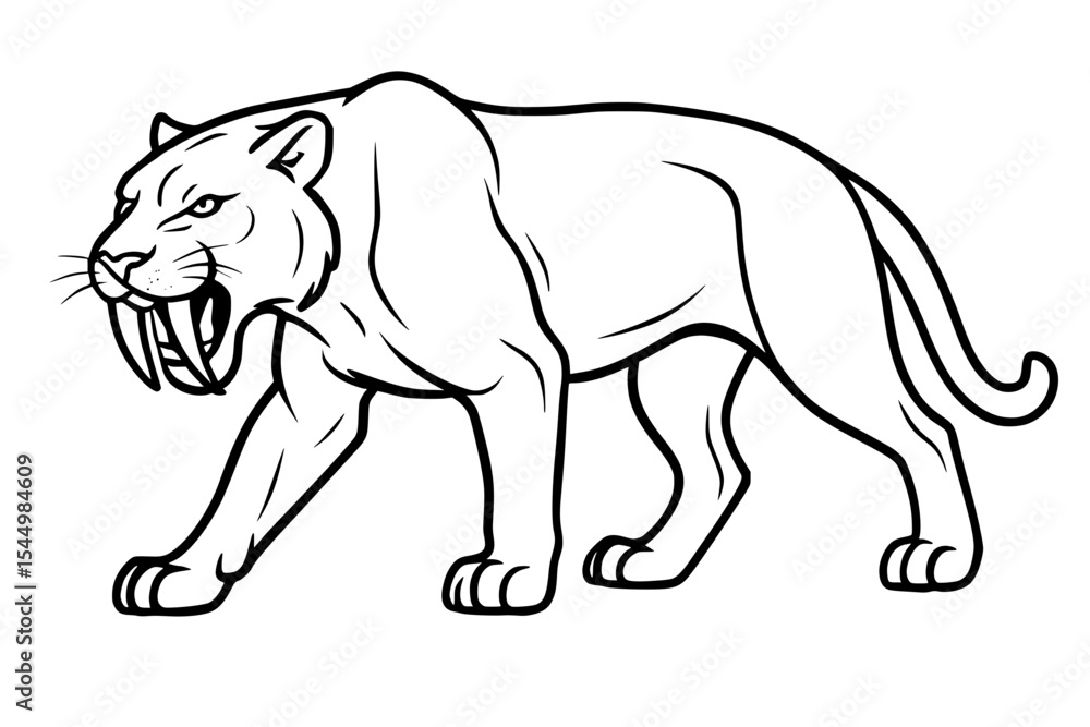 Obraz premium Saber-Toothed Tiger Vector Drawing