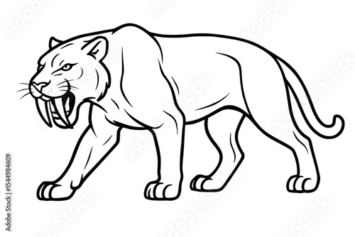 Saber-Toothed Tiger Vector Drawing