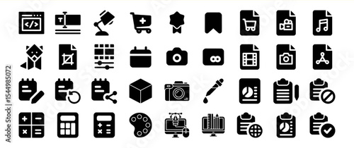 Black Glyph Icon Bundle Web Design Development Tools Collection