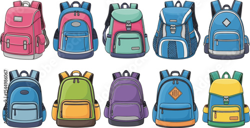 Colorful Backpack Designs A Collection of Stylish and Practical Backpack Illustrations