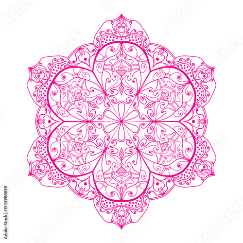 Elegant pink floral mandala design with intricate details isolated on white