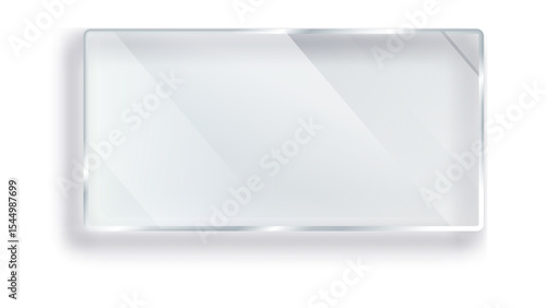 Transparent background glass plate or badge with subtle reflections and shadow.
