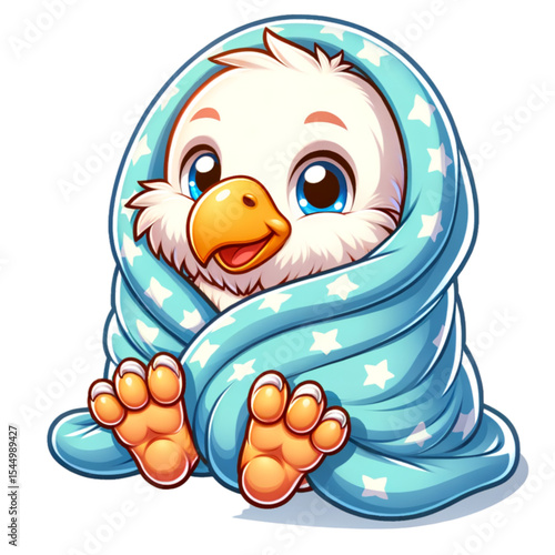Cozy Cub: A cute, adorable cub with bright eyes is swaddled in a soft, star-patterned blanket, creating a heartwarming scene that evokes feelings of comfort and safety.