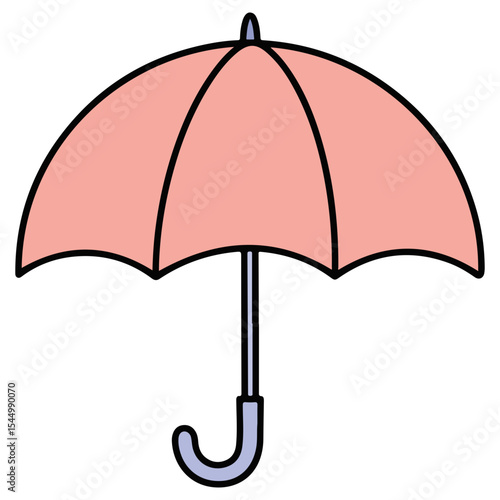 A pink umbrella opened to provide shelter. This icon symbolizes protection, rain, weather, and safety. The pink color adds a soft, cheerful, or feminine touch to the design.
