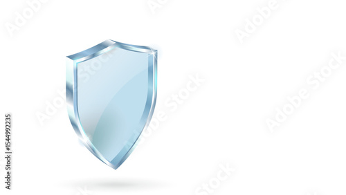 Transparent background sleek blue glass shield, symbolizing protection, security, and defense in a modern, glossy design.
