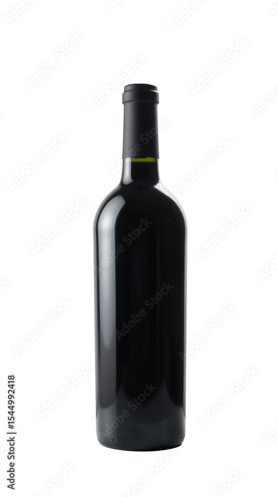 Sleek, dark wine bottle stands elegantly against neutral background, showcasing its smooth surface and classic shape. bottle design suggests Sleek, dark wine bottle stands elegantly against neutral background, showcasing its smooth surface and classic shape. bottle design suggests