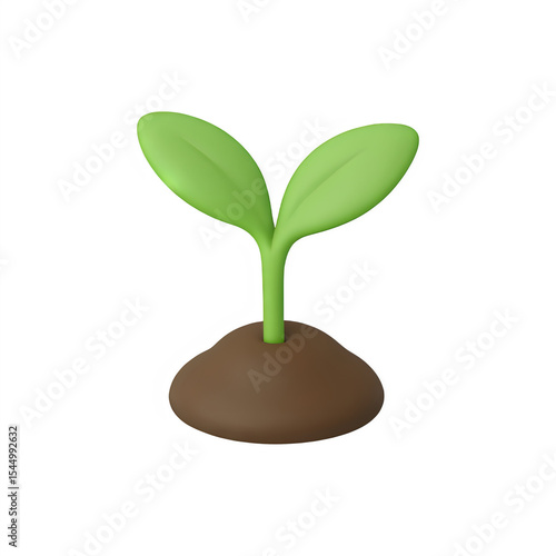 3d plant sprout icon isolated on transparent background. Growth and nature concept