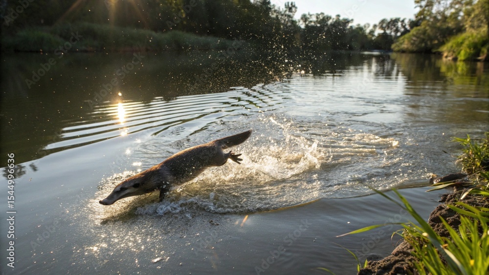 Fototapeta premium Platypus, sharp and realistic, Photo, Natural light.