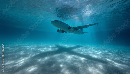 Wallpaper Mural Airplane Sinking Underwater in Clear Blue Ocean Water, a Surreal Concept Torontodigital.ca