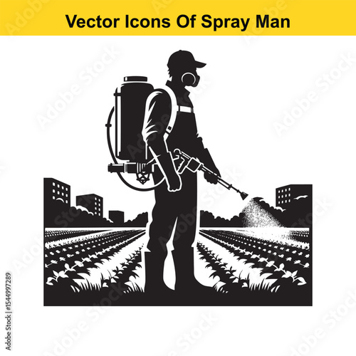 Man Spraying Plants with Traditional Pesticide Sprayer – Farming and Plant Protection