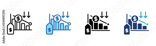 Price Down  icon Multi Style Vector Illustration 